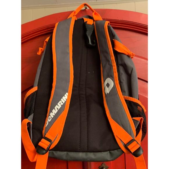 DeMarini Backpack Baseball Softball Sport Bag Grey Gray Orange Guy Girl EUC - Picture 2 of 5